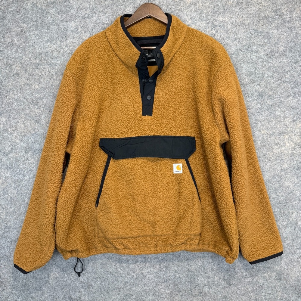 Carhartt Teddy Fleece Pullover Mens 2XL Relaxed Quarter Snap Pouch Pocket 104991